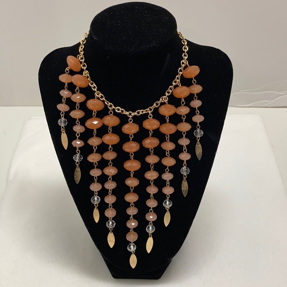 Cascading brown/ Goldtone necklace Set
